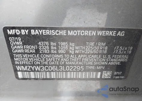 2020 Mini Countryman Cooper from USA, damaged, VIN WMZYW3C06L3L02295